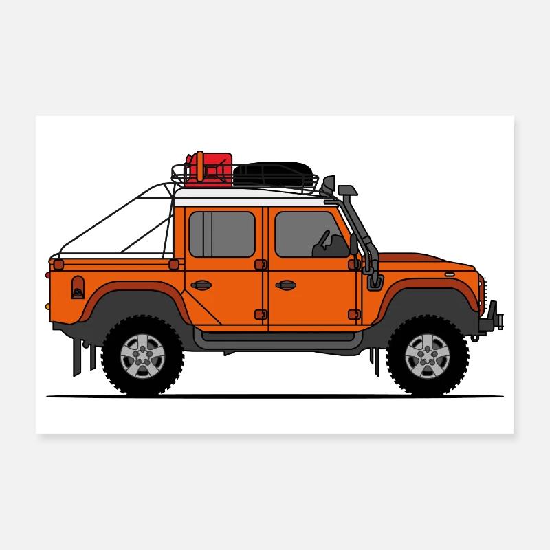 Defender Double Cab Offroad Orange - Poster 12" x 8" (30x20 cm) - white