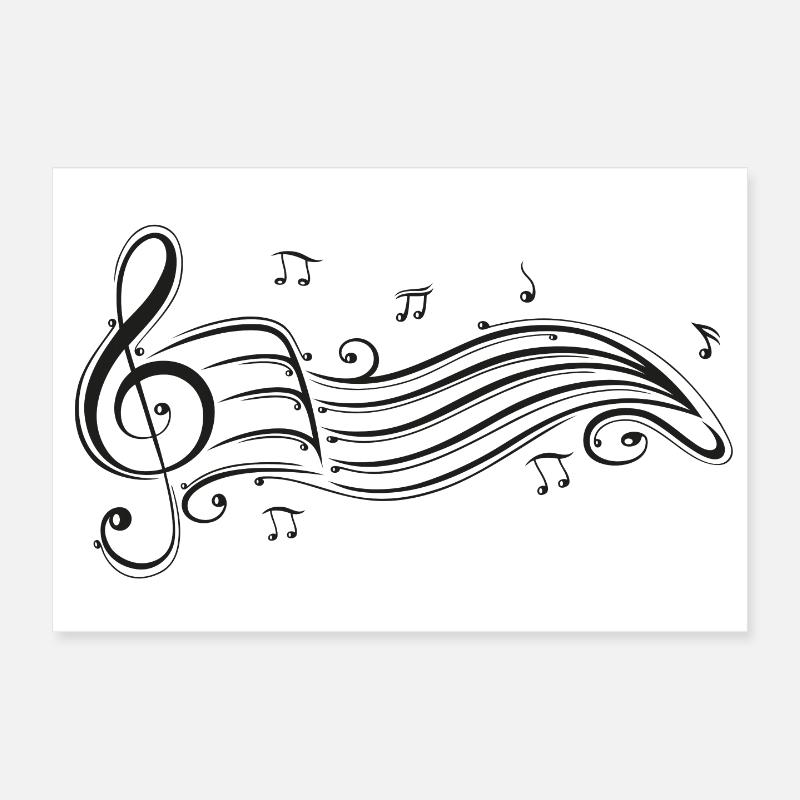 Clef avec partitions et notes de musique. Poster 30 x 20 cm