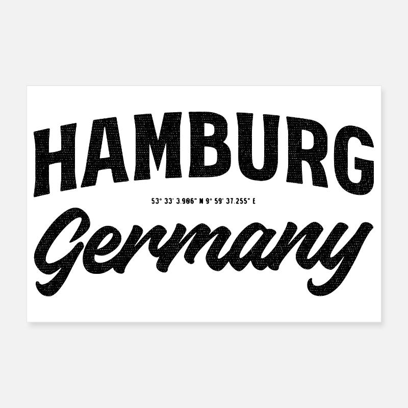 Hamburg Germany – Coordinates Design Poster 12" x 8" (30x20 cm)