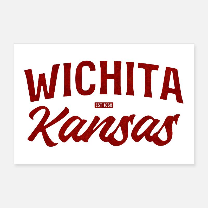 Wichita Kansas Rétro Script Poster 30 x 20 cm