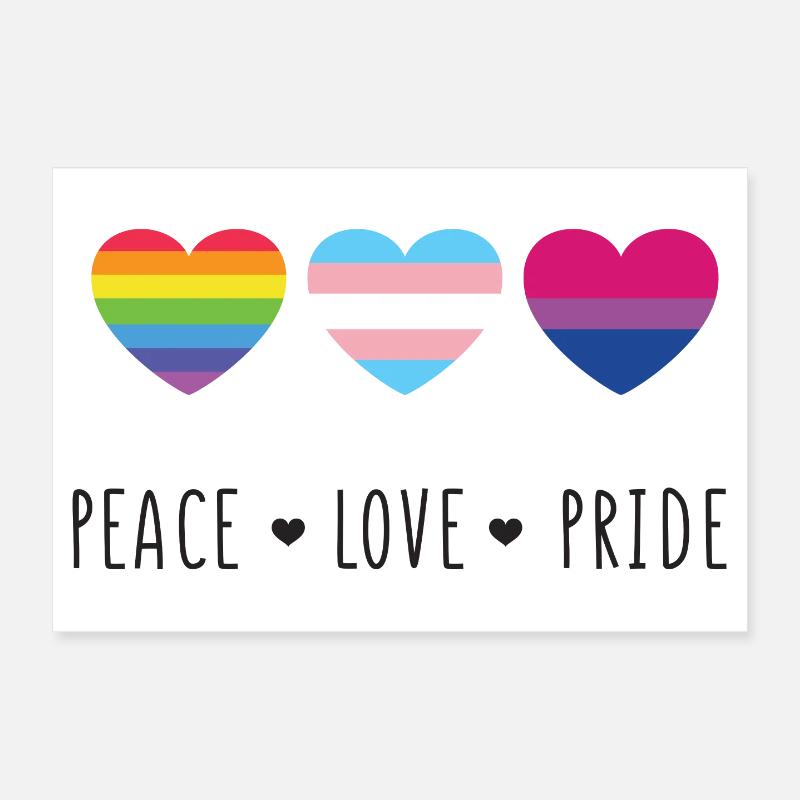 Pride Month LGBT - Peace, Love, Pride Poster 12" x 8" (30x20 cm)