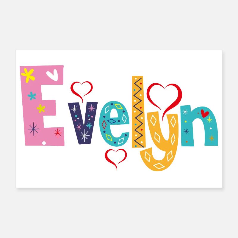 Personalized Evelyn Name Poster 12" x 8" (30x20 cm)