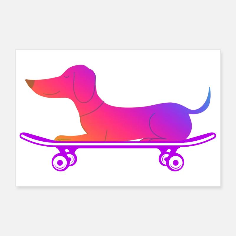 Dackel mit Skateboard Poster 30x20 cm
