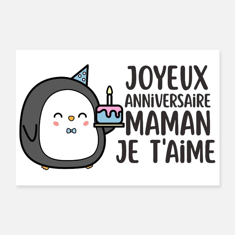 Pinguin-Geburtstags-Mama, ich liebe dich Poster 30x20 cm