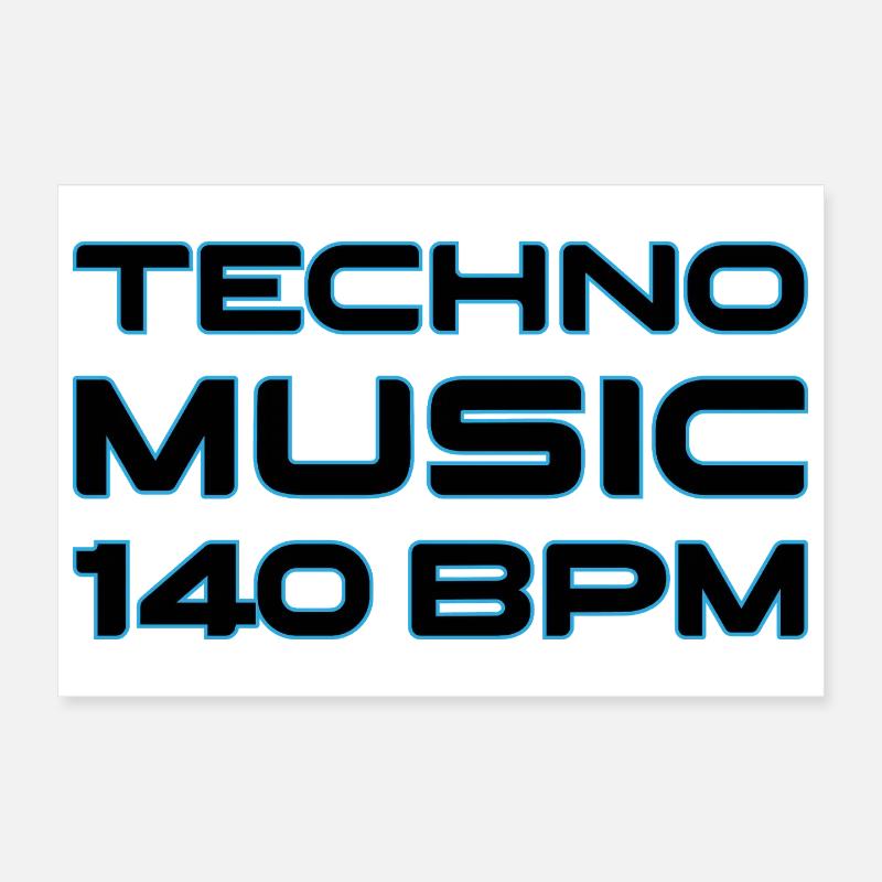 Techno Neon 140 BPM Poster 30x20 cm