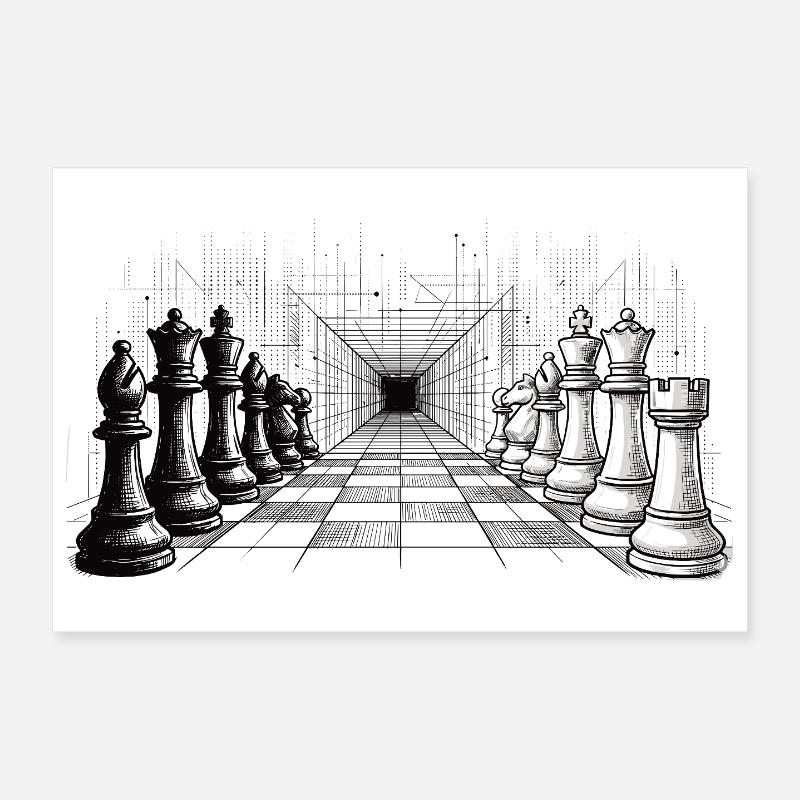 Chess Strategy – Endless Perspective Poster 12" x 8" (30x20 cm)