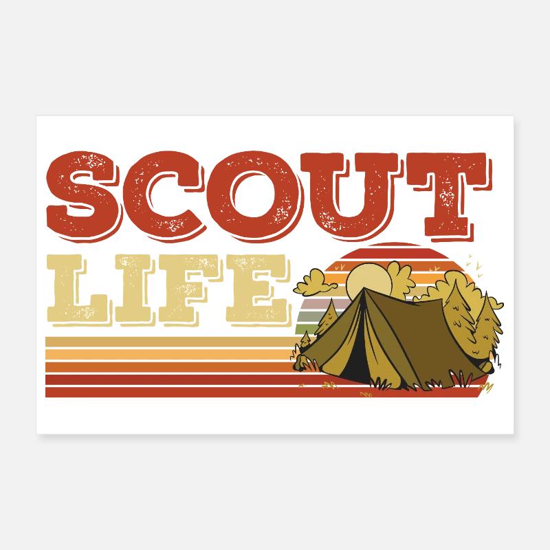 Retro Scout Scouting Life Tent Hobby Camp Poster 12" x 8" (30x20 cm)