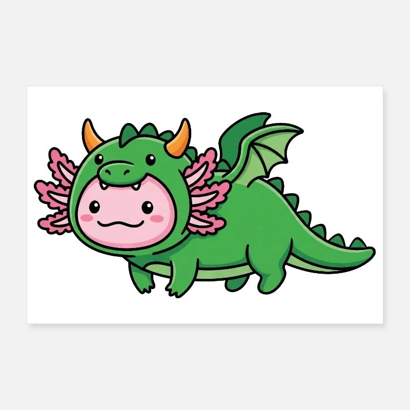 Carnaval du Dragon Axolotl mignon Carnaval du Brésil Poster 30 x 20 cm