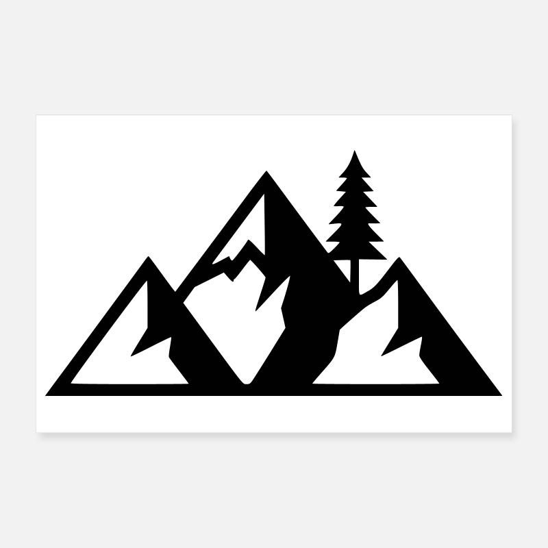Silhouette de la forêt de sapins des montagnes Poster 30 x 20 cm