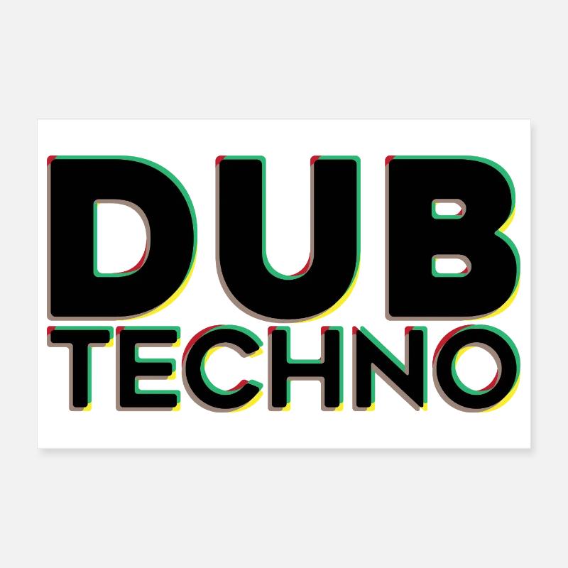 Dub Techno Neon Outline Poster 12" x 8" (30x20 cm)