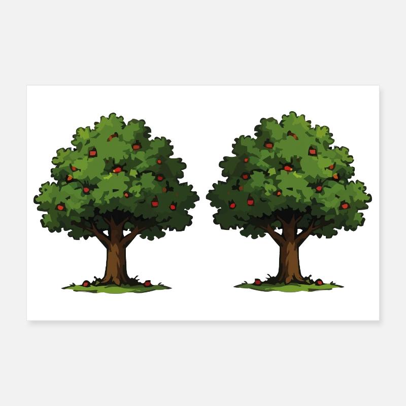 Arbre double avec pommes rouges Poster 30 x 20 cm