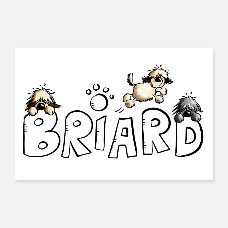 Briard Comic Font - Chien - Chiens - Poster 30 x 20 cm - blanc