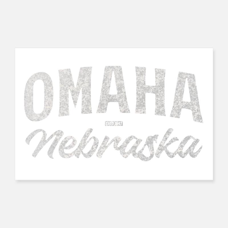 Omaha Nebraska Vintage Script Tee Poster 30x20 cm