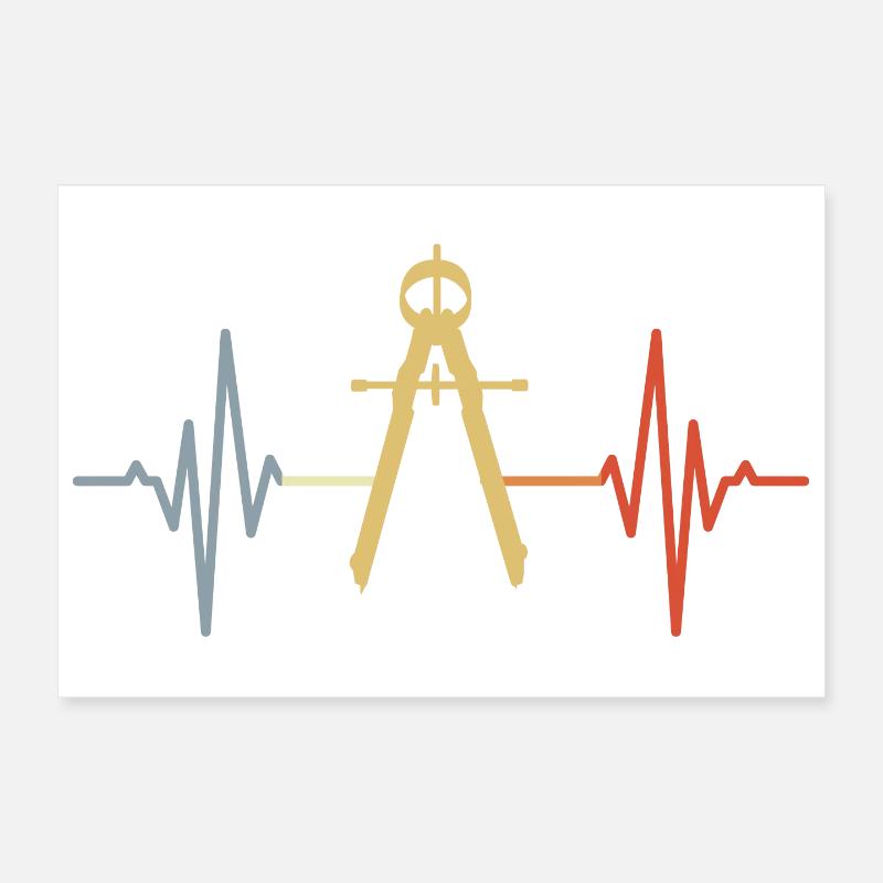Circle ECG Retro Look Poster 12" x 8" (30x20 cm)