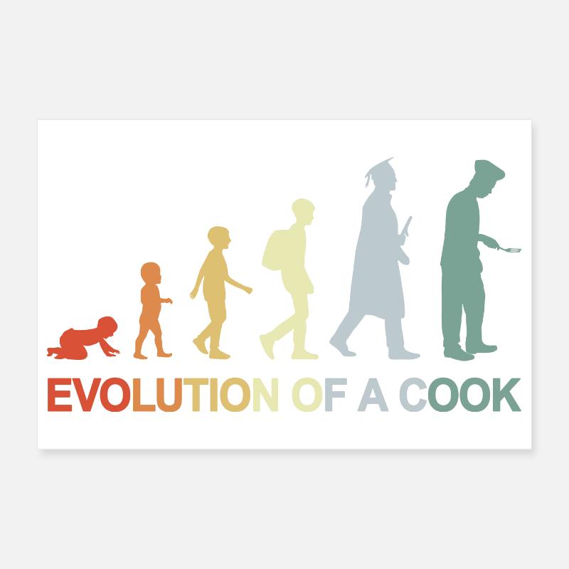 Evolution Of A Cook - Poster 30x20 cm - Weiß