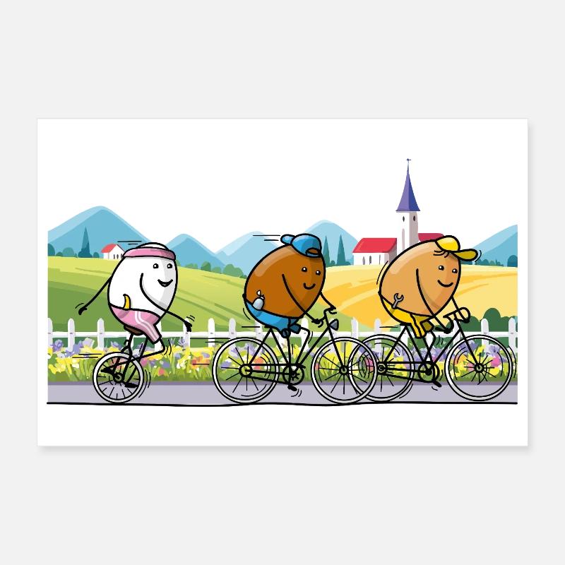 Balade à vélo entre amis Poster 30 x 20 cm