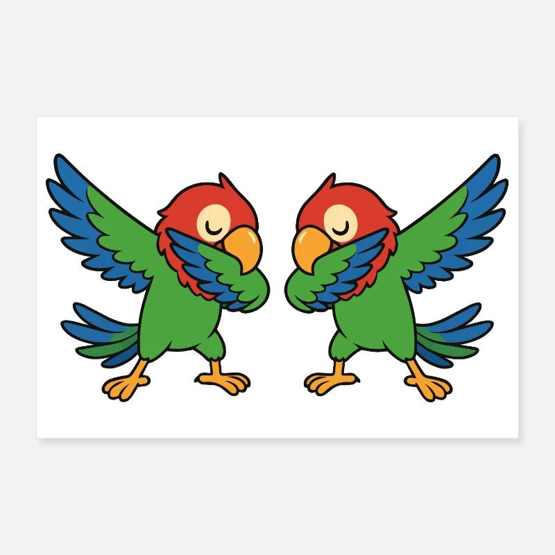 Parrot Dabbing Comic Poster 12" x 8" (30x20 cm)