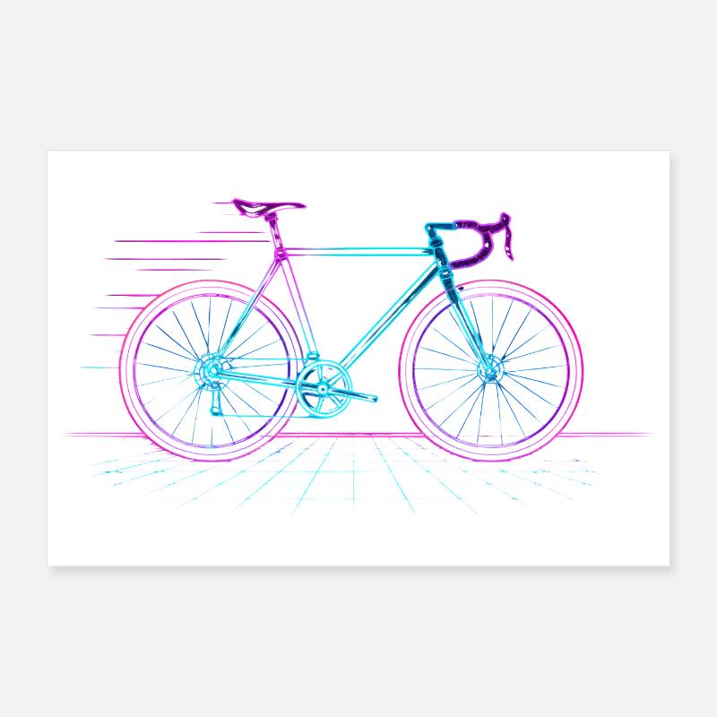 Vélo néon rétro en lignes Poster 30 x 20 cm