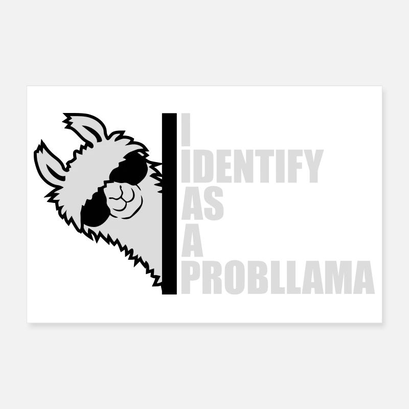 Je m’identifie comme un probllama Cool Lama Problem Spruch Poster 30 x 20 cm