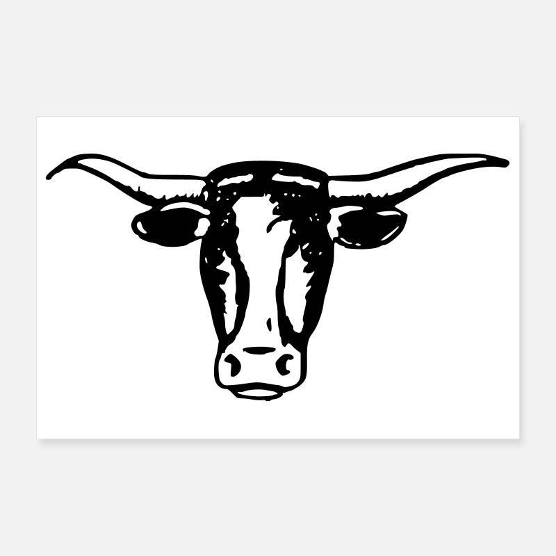 Longhorn Steer Head Poster 12" x 8" (30x20 cm)