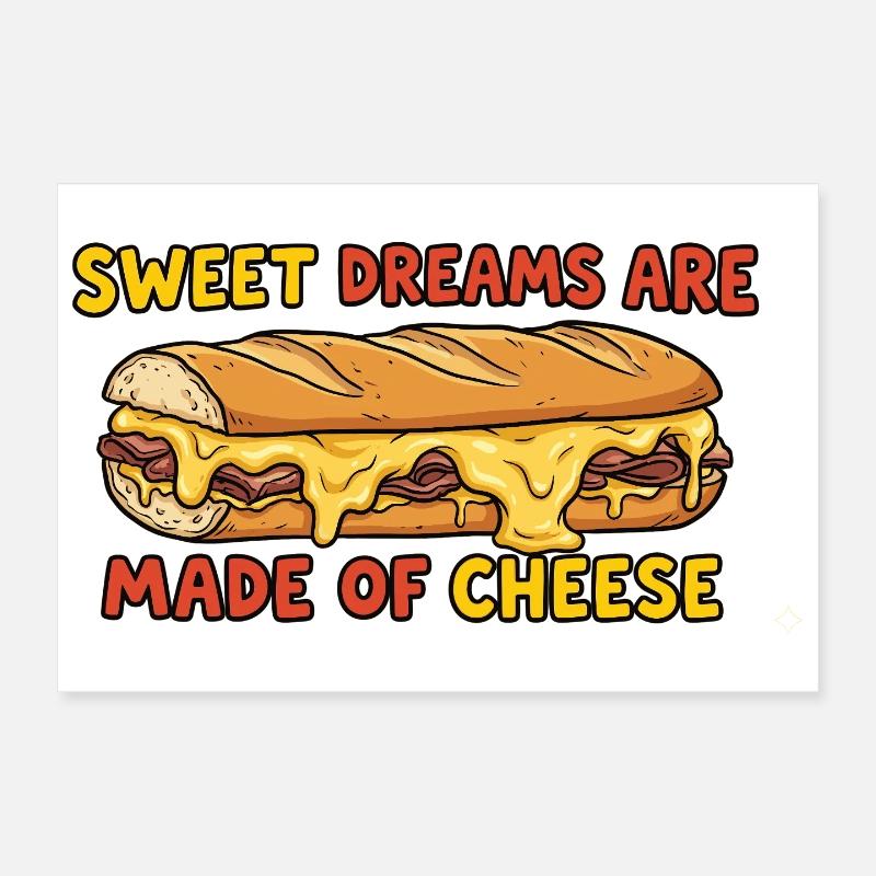 Drôle de design de diction de sandwich au fromage Poster 30 x 20 cm