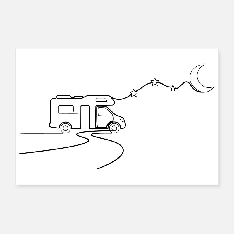 Étoiles de camping-car lune Poster 30 x 20 cm