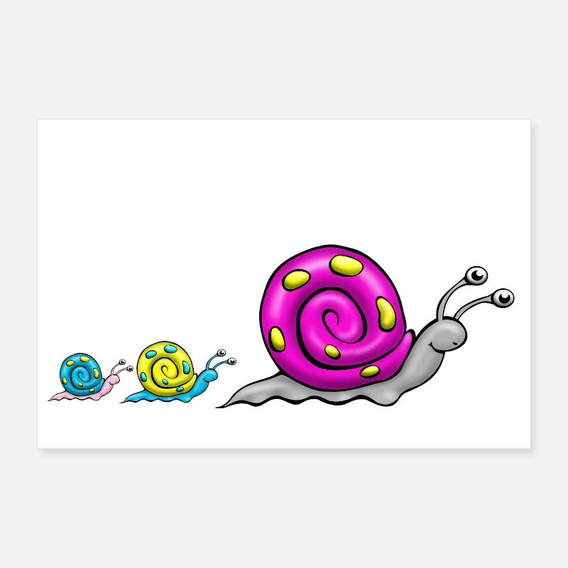 Comic famille Escargot - Poster 30 x 20 cm - blanc