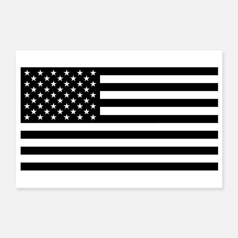 Black US flag Poster 30x20 cm