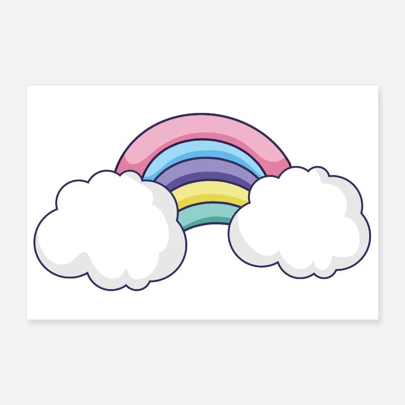 Pastellfarbener Regenbogen-Wolkenbogen Poster 30x20 cm