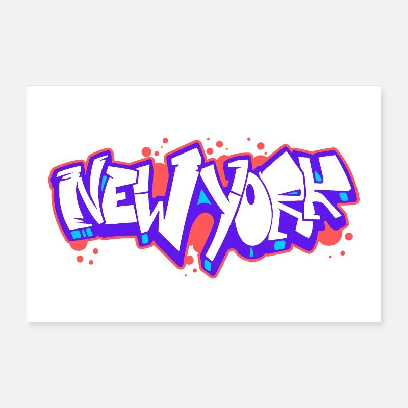New York Horizontales Graffiti 1 - Poster 30x20 cm - Weiß