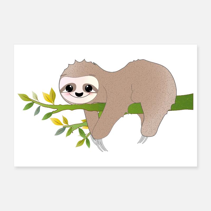 Relaxed Sloth – Charming Relax Motif Poster 12" x 8" (30x20 cm)