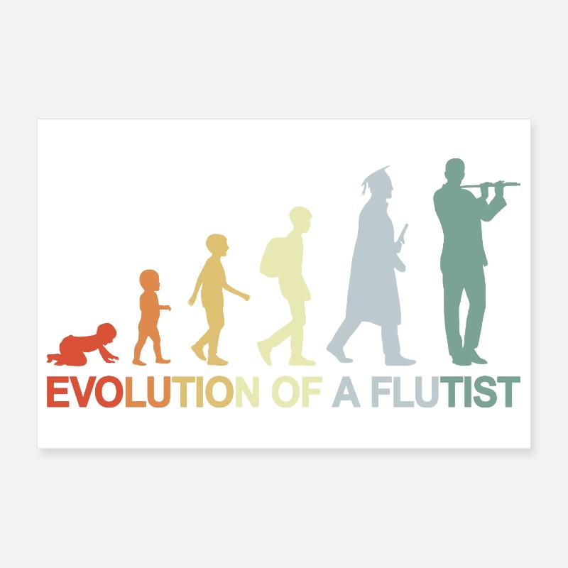 Vintage Flute Evolution Poster 12" x 8" (30x20 cm)