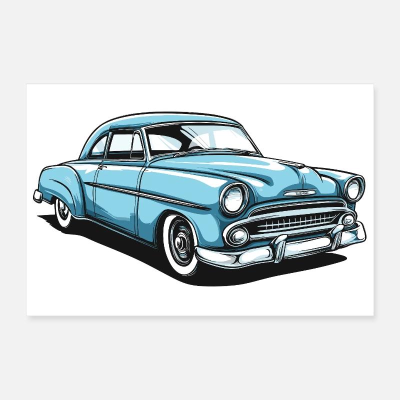 Nostalgic retro car design Poster 12" x 8" (30x20 cm)