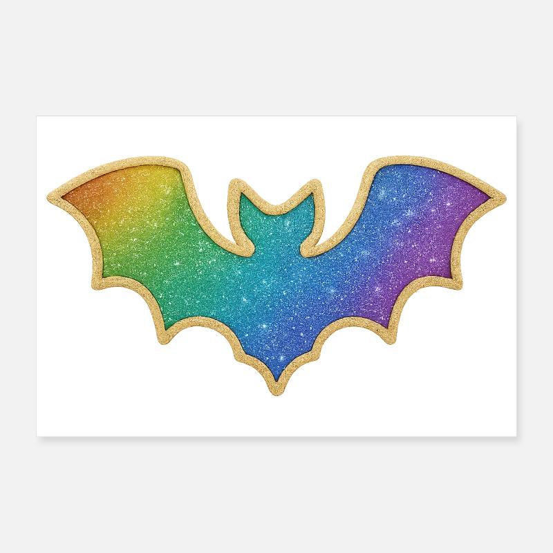 Rainbow Bat Glitter Poster 12" x 8" (30x20 cm)