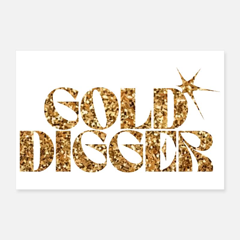 Gold Digger Glitzer Text Poster 30x20 cm