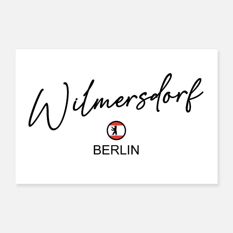 Wilmersdorf - Berlin Flag - Berlin Bear Poster 12" x 8" (30x20 cm)