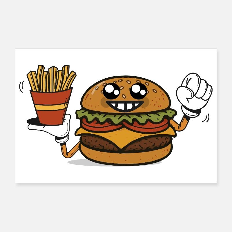 Burger Hero avec des frites Poster 30 x 20 cm