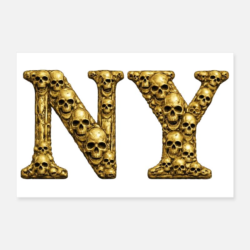 Golden Skull NY Monogram Poster 12" x 8" (30x20 cm)