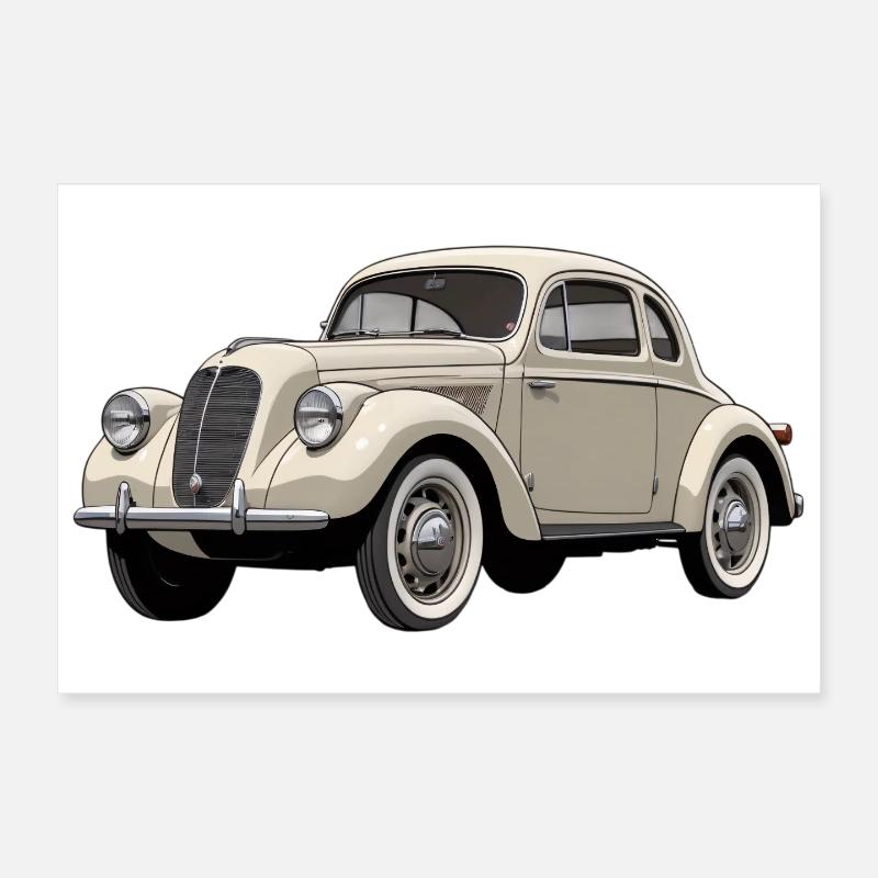 Illustrations beige vintage coupé Poster 30 x 20 cm