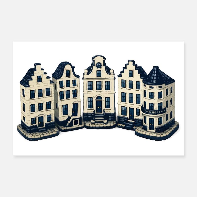 Delfter blaue Kanalhäuser Poster 30x20 cm