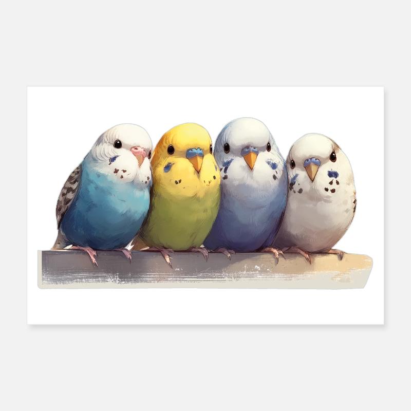 Budgies Poster 30 x 20 cm
