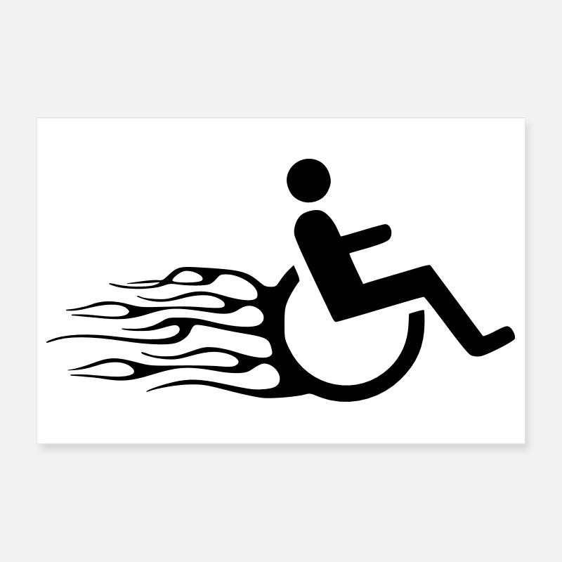 Wheelchair user with flames # Poster 12" x 8" (30x20 cm)