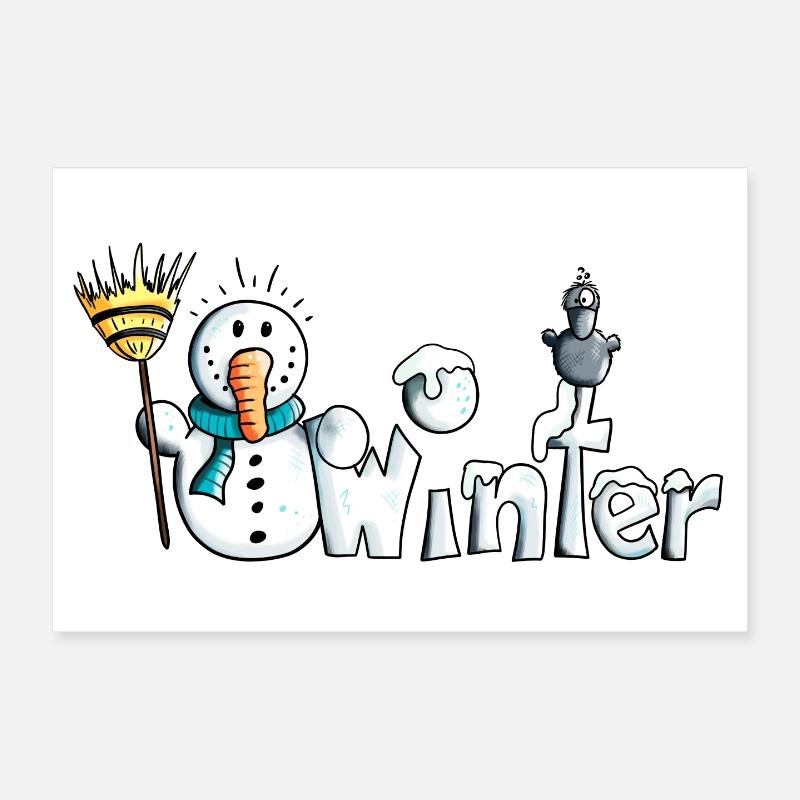 Happy Winter Poster 12" x 8" (30x20 cm)