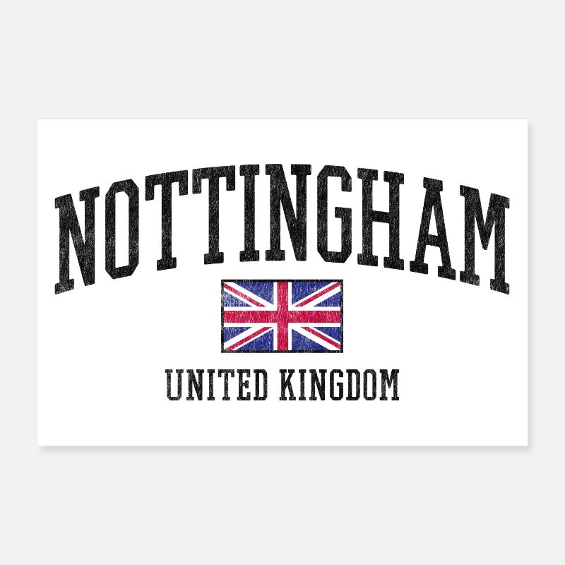 Nottingham Angleterre - Royaume-Uni - Drapeau britannique Poster 30 x 20 cm
