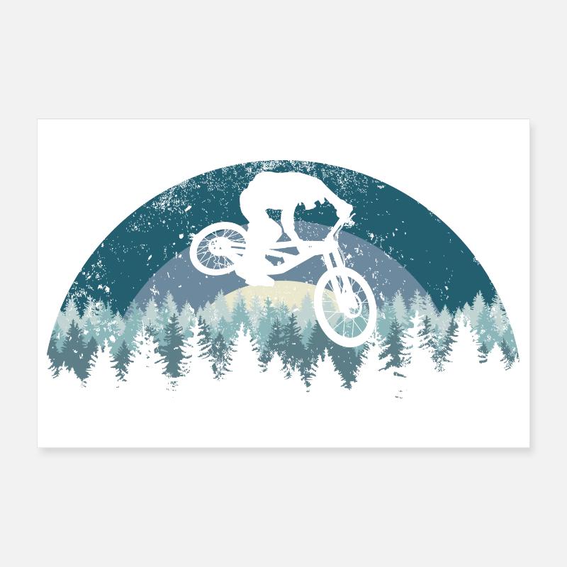 Forest Night MTB Jump Poster 30x20 cm