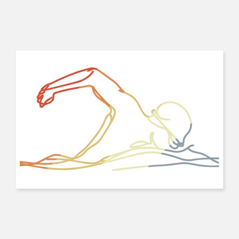 Style rétro de natation - Poster 30 x 20 cm - blanc