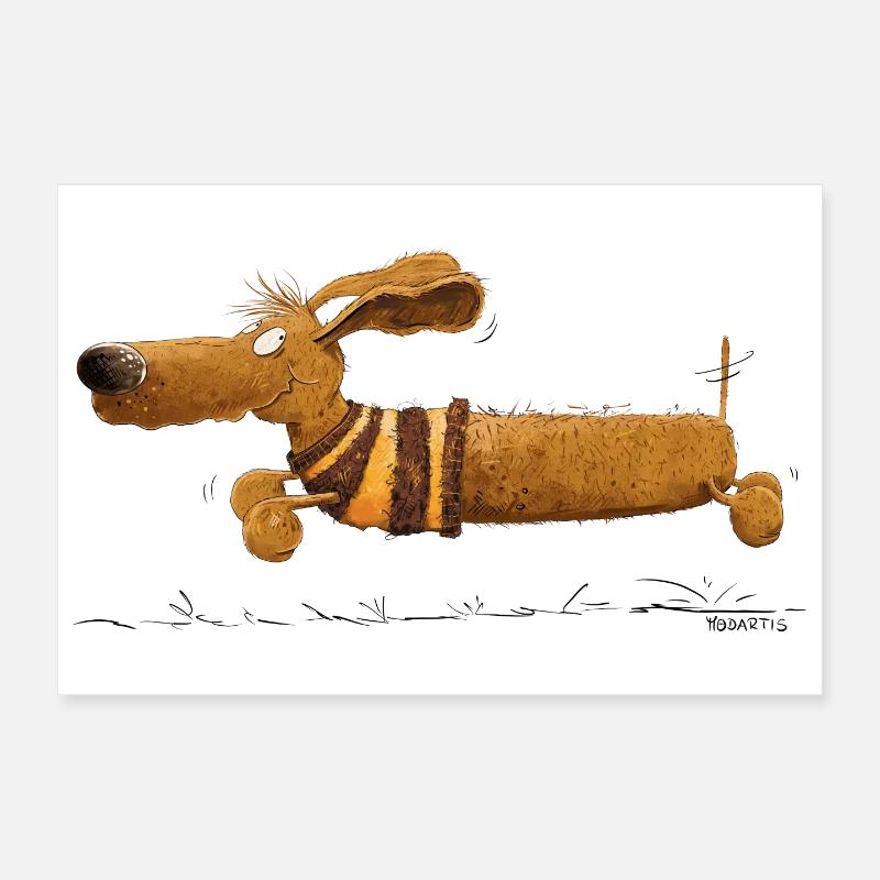 Running Dachshund I Teckel I Chien Poster 30 x 20 cm