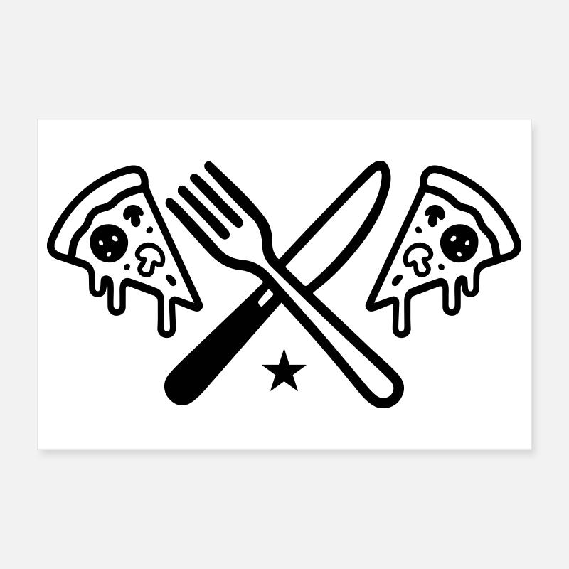 Pizza Besteck Poster 30x20 cm