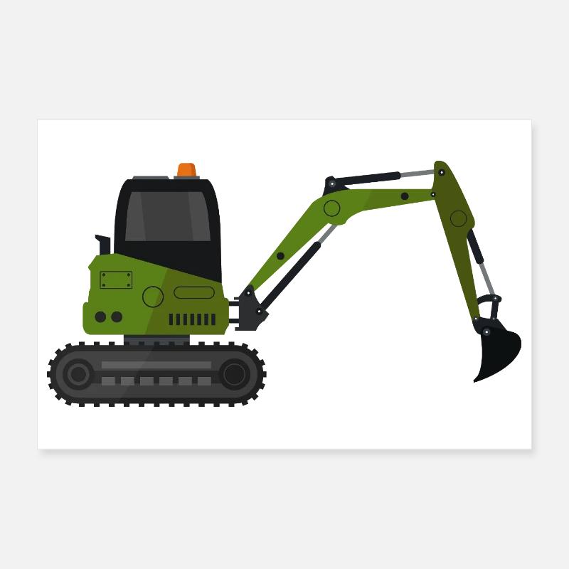 Bagger - Poster 30x20 cm - Weiß