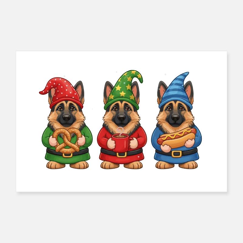 German Shepherd Christmas Cooler Poster 12" x 8" (30x20 cm)